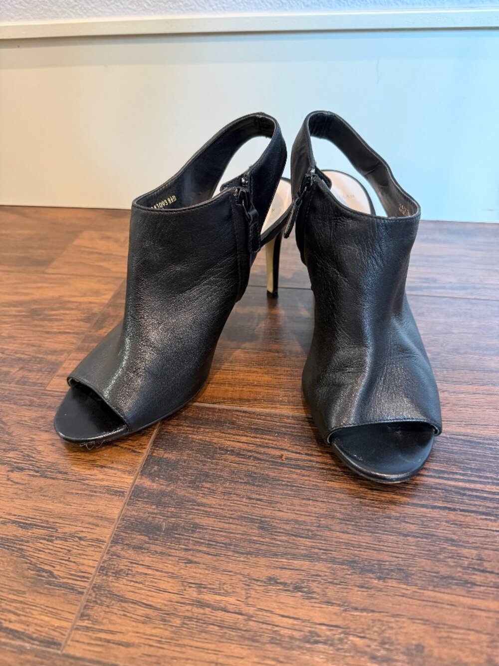 Cole Haan Black Leather Peep Toe Slingback Heels Booties Size 8.5B